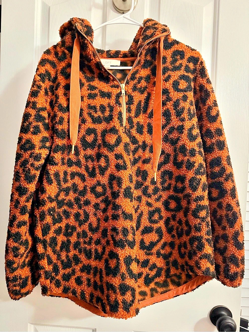 LOFT Leopard Print Teddy Jacket Size Medium